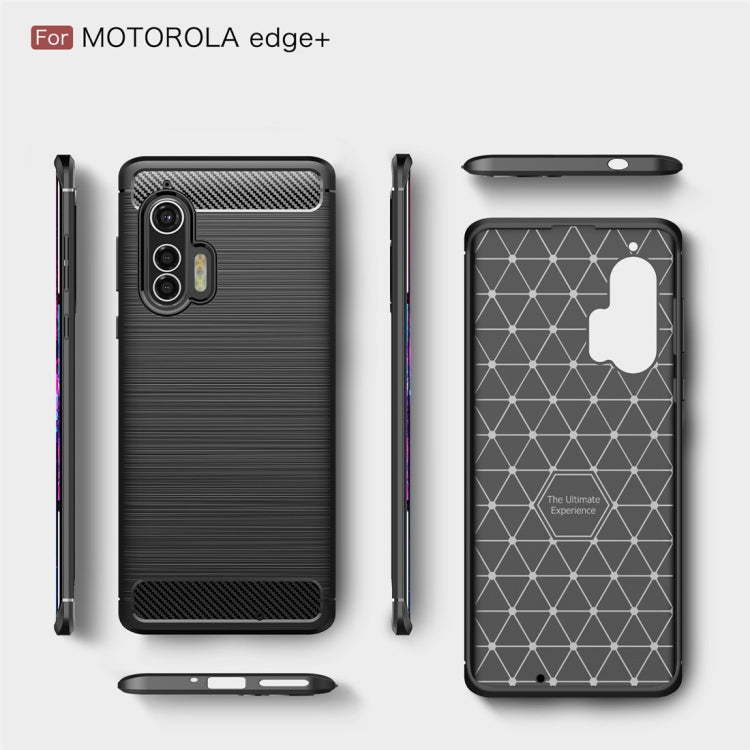 Custodia in TPU per Motorola Moto Edge Plus in fibra di carbonio spazzolata, For Motorola Moto Edge Plus 2020