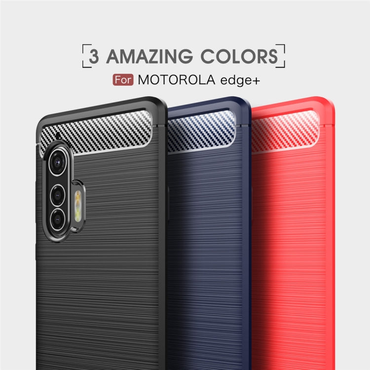 Custodia in TPU per Motorola Moto Edge Plus in fibra di carbonio spazzolata, For Motorola Moto Edge Plus 2020