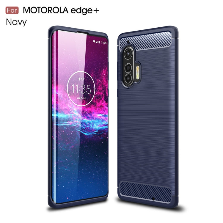 Custodia in TPU per Motorola Moto Edge Plus in fibra di carbonio spazzolata, For Motorola Moto Edge Plus 2020