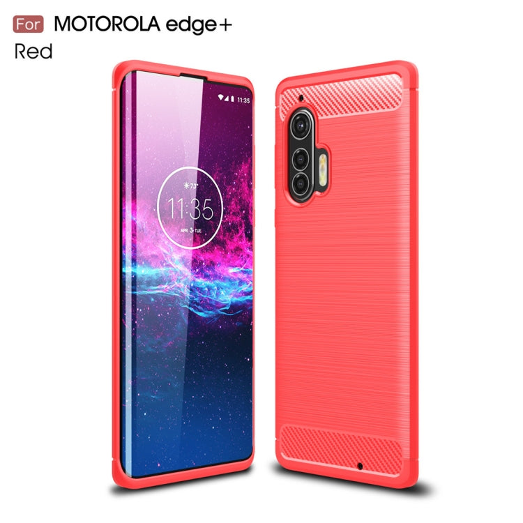 Custodia in TPU per Motorola Moto Edge Plus in fibra di carbonio spazzolata, For Motorola Moto Edge Plus 2020
