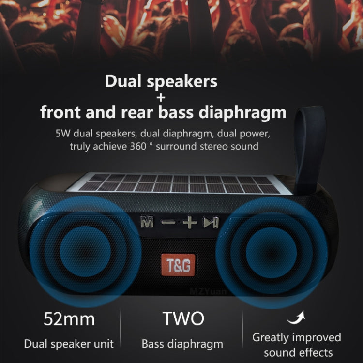 T&G TG182 Carillon stereo wireless a colonna portatile Energia solare impermeabile USB AUX Radio FM super bass