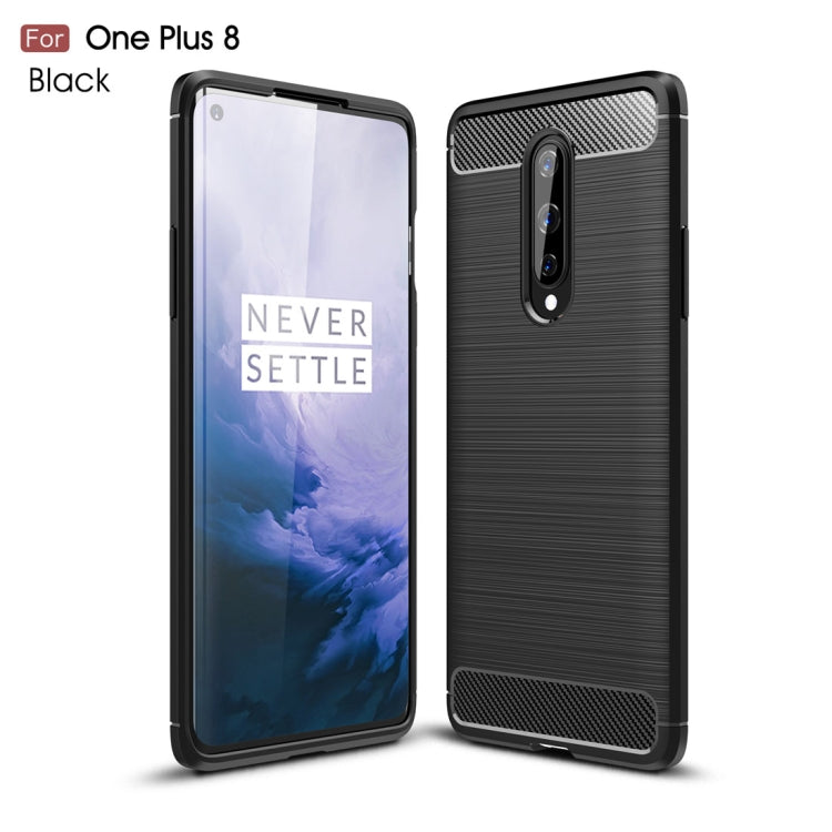 Per custodia in TPU antiurto in fibra di carbonio con trama spazzolata OnePlus 8, For OnePlus 8
