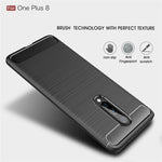 Per custodia in TPU antiurto in fibra di carbonio con trama spazzolata OnePlus 8, For OnePlus 8
