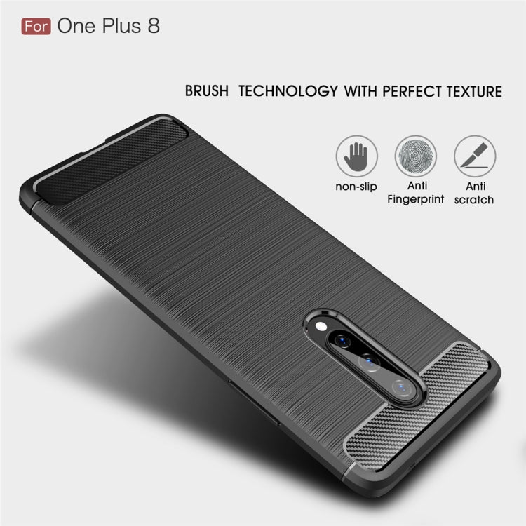 Per custodia in TPU antiurto in fibra di carbonio con trama spazzolata OnePlus 8, For OnePlus 8