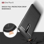 Per custodia in TPU antiurto in fibra di carbonio con trama spazzolata OnePlus 8, For OnePlus 8