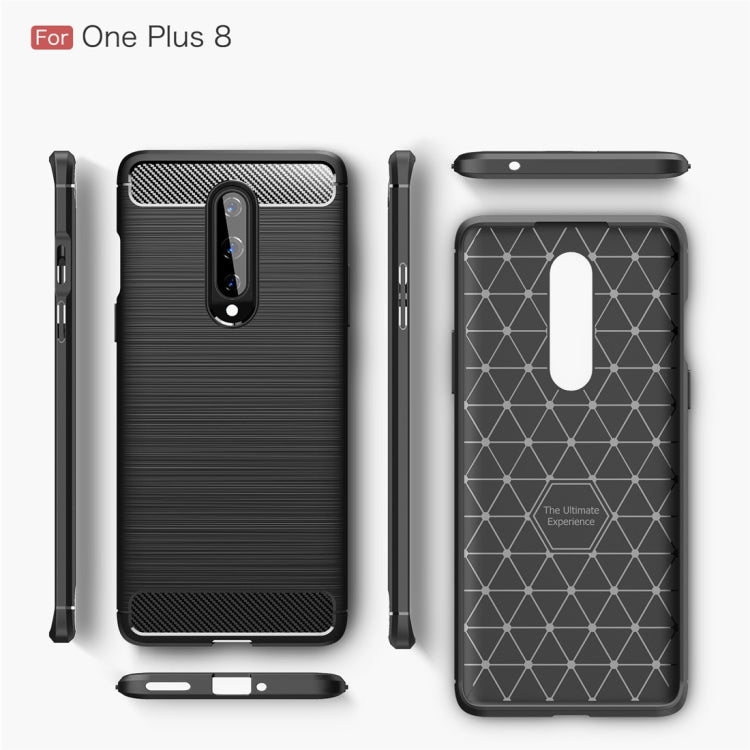 Per custodia in TPU antiurto in fibra di carbonio con trama spazzolata OnePlus 8, For OnePlus 8