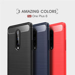 Per custodia in TPU antiurto in fibra di carbonio con trama spazzolata OnePlus 8, For OnePlus 8