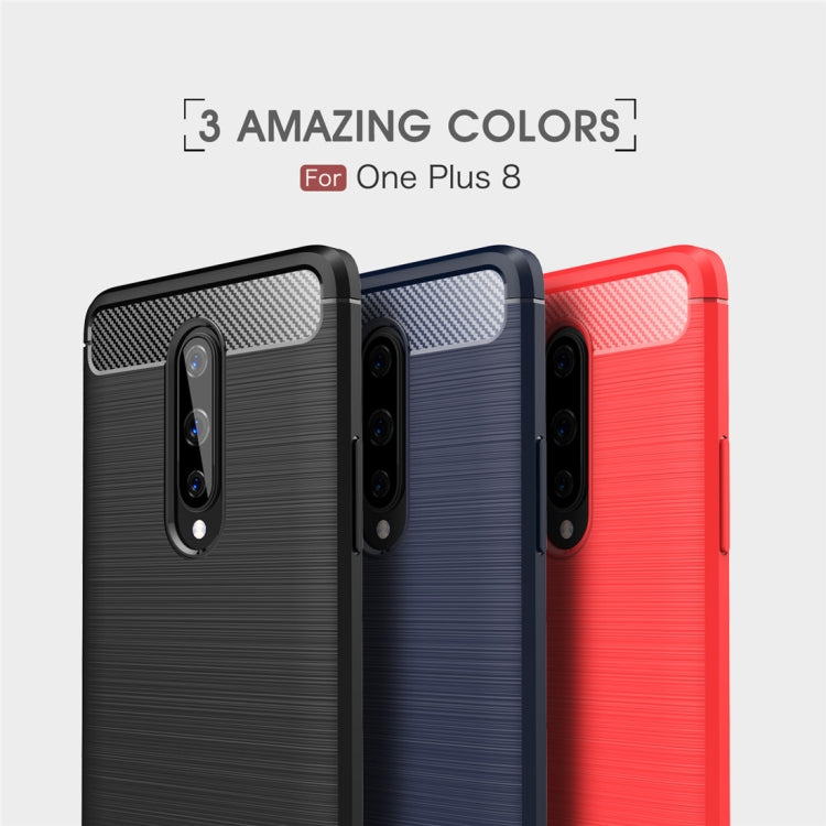Per custodia in TPU antiurto in fibra di carbonio con trama spazzolata OnePlus 8, For OnePlus 8