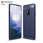 Per custodia in TPU antiurto in fibra di carbonio con trama spazzolata OnePlus 8, For OnePlus 8