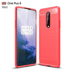 Per custodia in TPU antiurto in fibra di carbonio con trama spazzolata OnePlus 8, For OnePlus 8