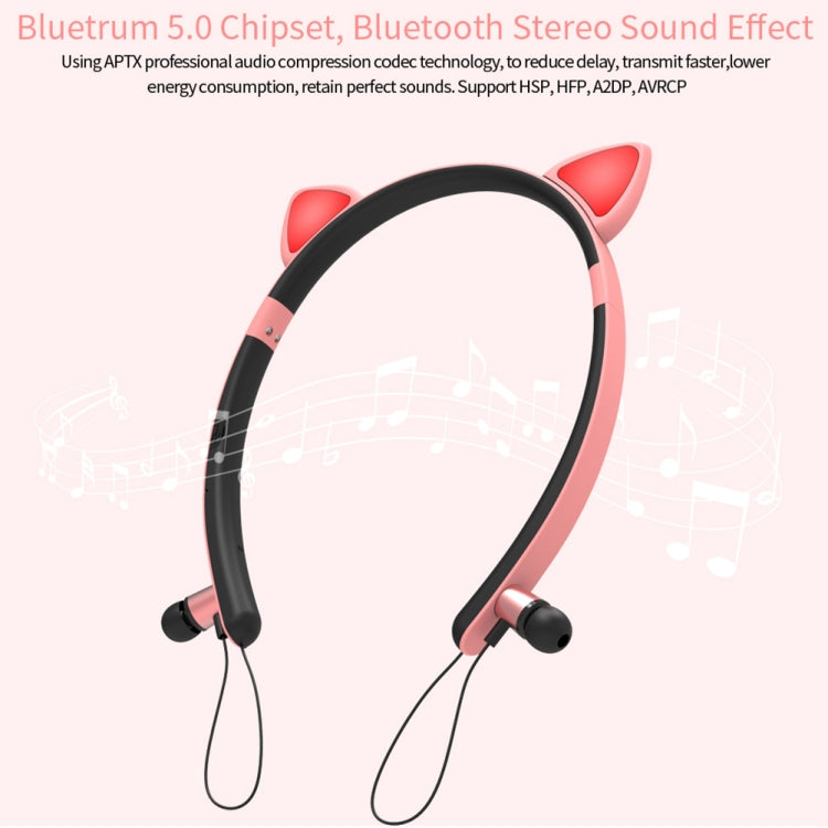 ZW29 Cat Ear Stereo Sound HIFI Fashion Outdoor Sport portatili Cuffie Bluetooth senza fili con microfono e luce LED incandescente