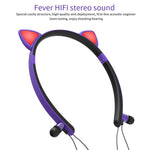 ZW29 Cat Ear Stereo Sound HIFI Fashion Outdoor Sport portatili Cuffie Bluetooth senza fili con microfono e luce LED incandescente