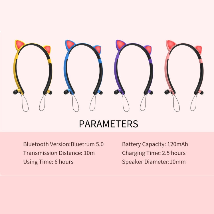 ZW29 Cat Ear Stereo Sound HIFI Fashion Outdoor Sport portatili Cuffie Bluetooth senza fili con microfono e luce LED incandescente