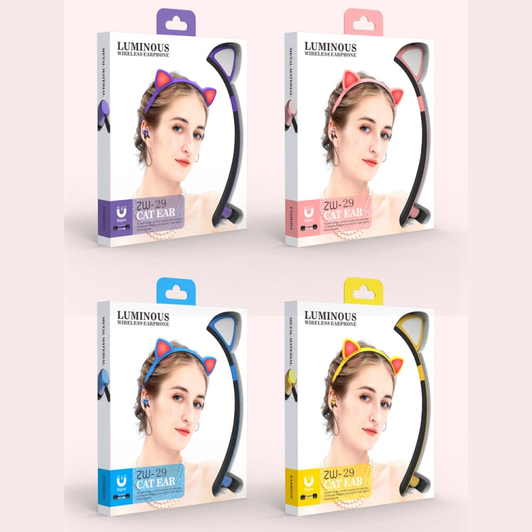 ZW29 Cat Ear Stereo Sound HIFI Fashion Outdoor Sport portatili Cuffie Bluetooth senza fili con microfono e luce LED incandescente