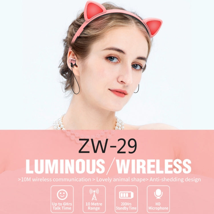 ZW29 Cat Ear Stereo Sound HIFI Fashion Outdoor Sport portatili Cuffie Bluetooth senza fili con microfono e luce LED incandescente