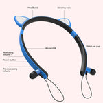 ZW29 Cat Ear Stereo Sound HIFI Fashion Outdoor Sport portatili Cuffie Bluetooth senza fili con microfono e luce LED incandescente