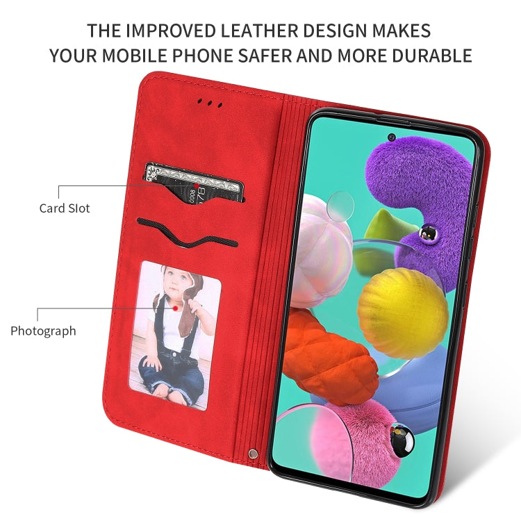 Custodia in pelle a vibrazione orizzontale magnetica per affari Retro Skin Feel, For Galaxy A51, For Galaxy A71