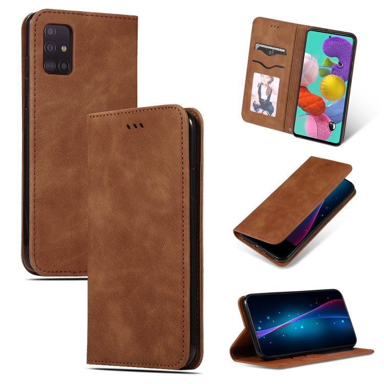 Custodia in pelle a vibrazione orizzontale magnetica per affari Retro Skin Feel, For Galaxy A51, For Galaxy A71