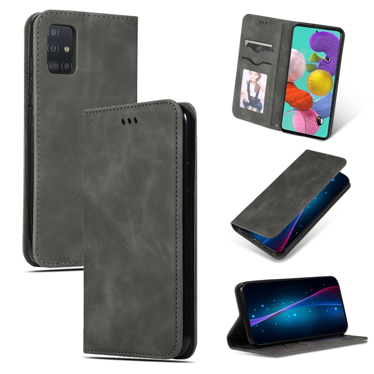 Custodia in pelle a vibrazione orizzontale magnetica per affari Retro Skin Feel, For Galaxy A51, For Galaxy A71
