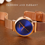 Skmei 1595 Fashion Elegant Scale Free Steel Mesh Belt Orologio da donna Orologio al quarzo da studente d'affari impermeabile da donna