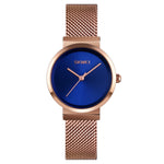 Skmei 1595 Fashion Elegant Scale Free Steel Mesh Belt Orologio da donna Orologio al quarzo da studente d'affari impermeabile da donna