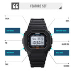 Skmei 1608 Orologio elettronico multifunzione per studenti Orologio sportivo in silicone con temporizzazione impermeabile