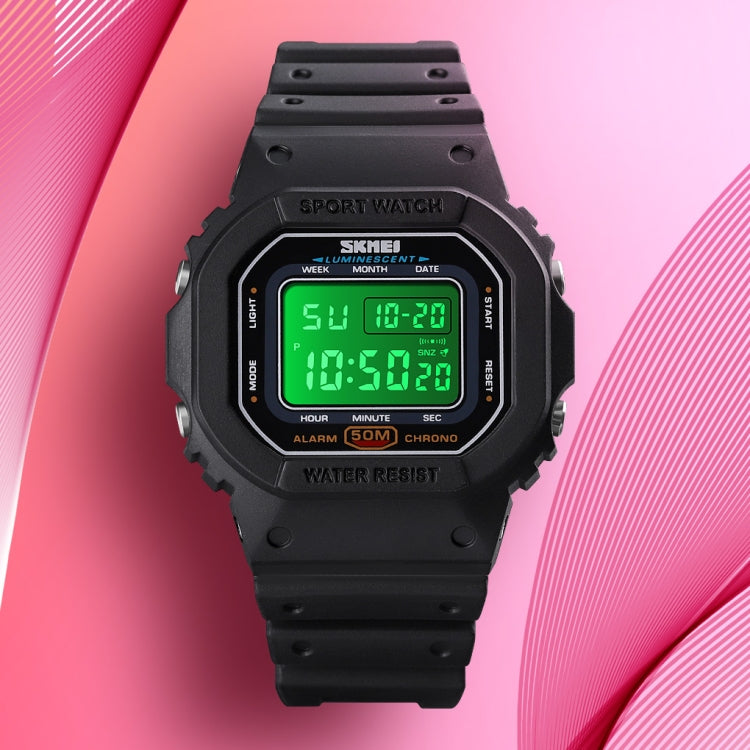 Skmei 1608 Orologio elettronico multifunzione per studenti Orologio sportivo in silicone con temporizzazione impermeabile