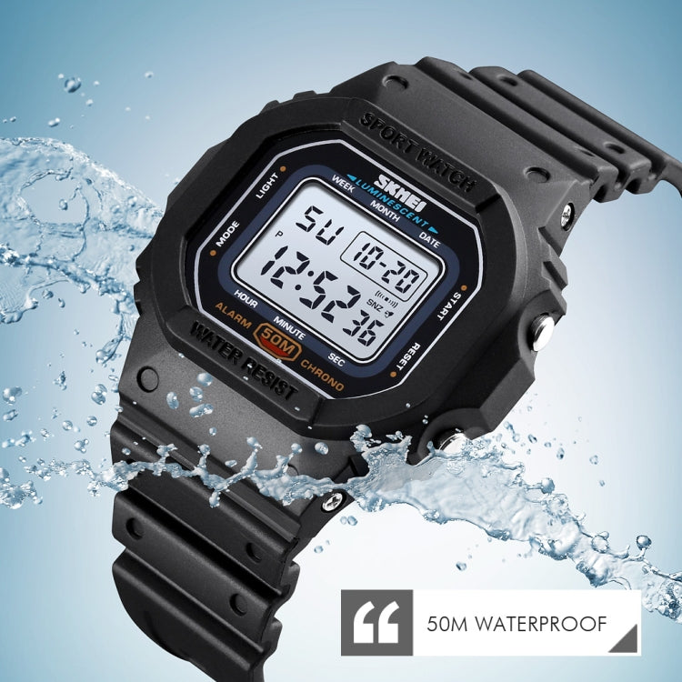 Skmei 1608 Orologio elettronico multifunzione per studenti Orologio sportivo in silicone con temporizzazione impermeabile