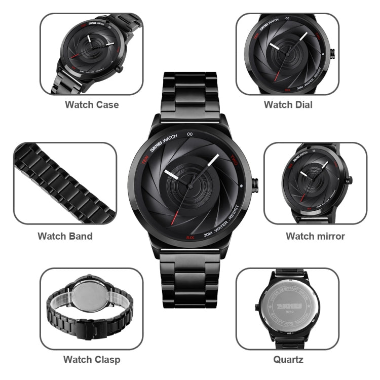 Skmei 9210 Fashion Trend Orologio da polso da uomo d'affari Semplice orologio al quarzo in oro impermeabile con superficie tridimensionale Uomo, For Men