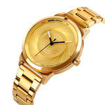 Skmei 9210 Fashion Trend Orologio da polso da uomo d'affari Semplice orologio al quarzo in oro impermeabile con superficie tridimensionale Uomo, For Men