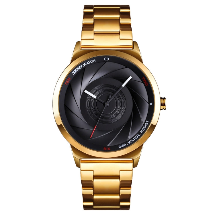 Skmei 9210 Fashion Trend Orologio da polso da uomo d'affari Semplice orologio al quarzo in oro impermeabile con superficie tridimensionale Uomo, For Men
