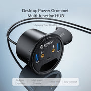 HUB multifunzione con occhiello di alimentazione da tavolo ORICO DESK-2U1C
