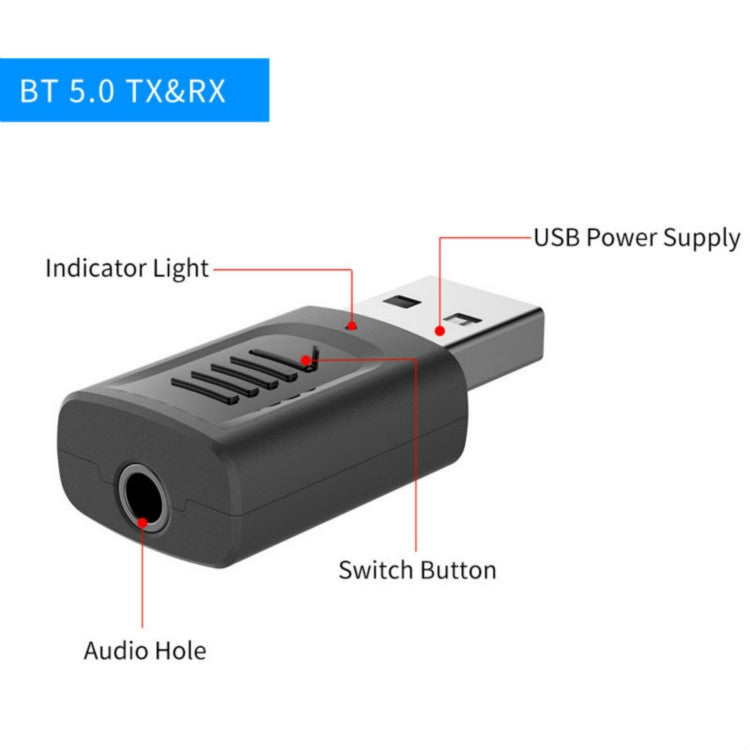 JEDX-M135 USB5.0 Trasmettitore ricevitore audio Bluetooth 4 in 1, 4 in 1