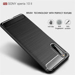 Custodia in TPU per Sony Xperia 10 II in fibra di carbonio spazzolata