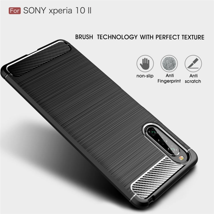 Custodia in TPU per Sony Xperia 10 II in fibra di carbonio spazzolata
