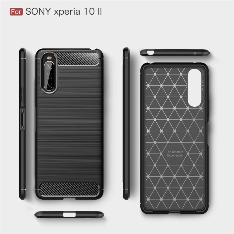 Custodia in TPU per Sony Xperia 10 II in fibra di carbonio spazzolata