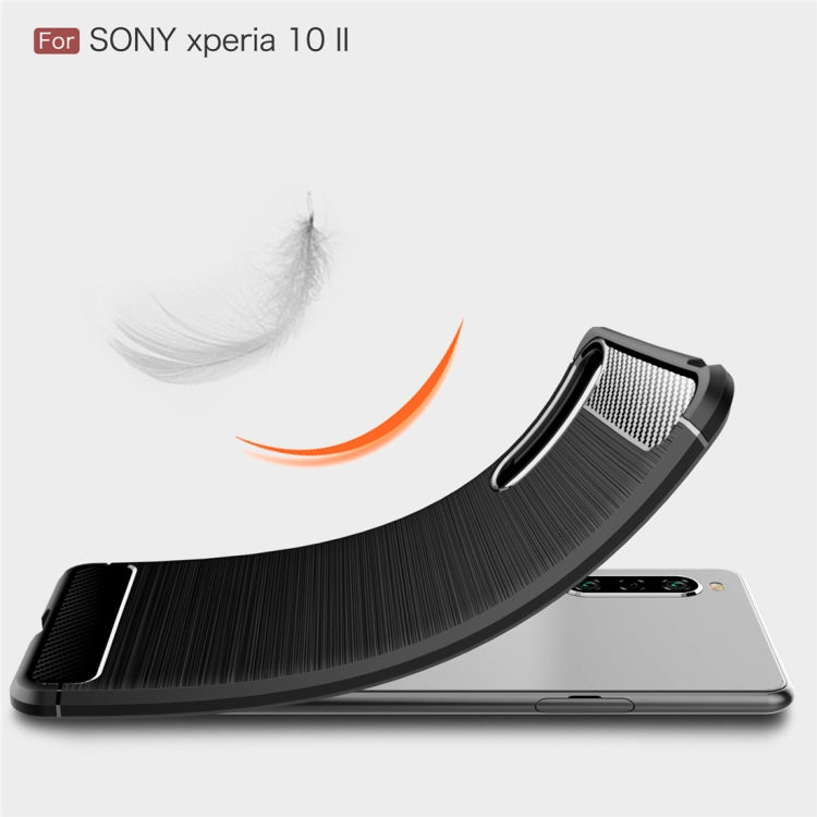 Custodia in TPU per Sony Xperia 10 II in fibra di carbonio spazzolata