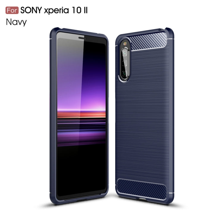 Custodia in TPU per Sony Xperia 10 II in fibra di carbonio spazzolata
