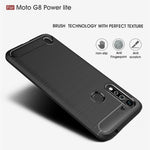 Custodia in TPU per Motorola Moto G8 Power Lite con trama spazzolata in fibra di carbonio