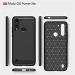 Custodia in TPU per Motorola Moto G8 Power Lite con trama spazzolata in fibra di carbonio