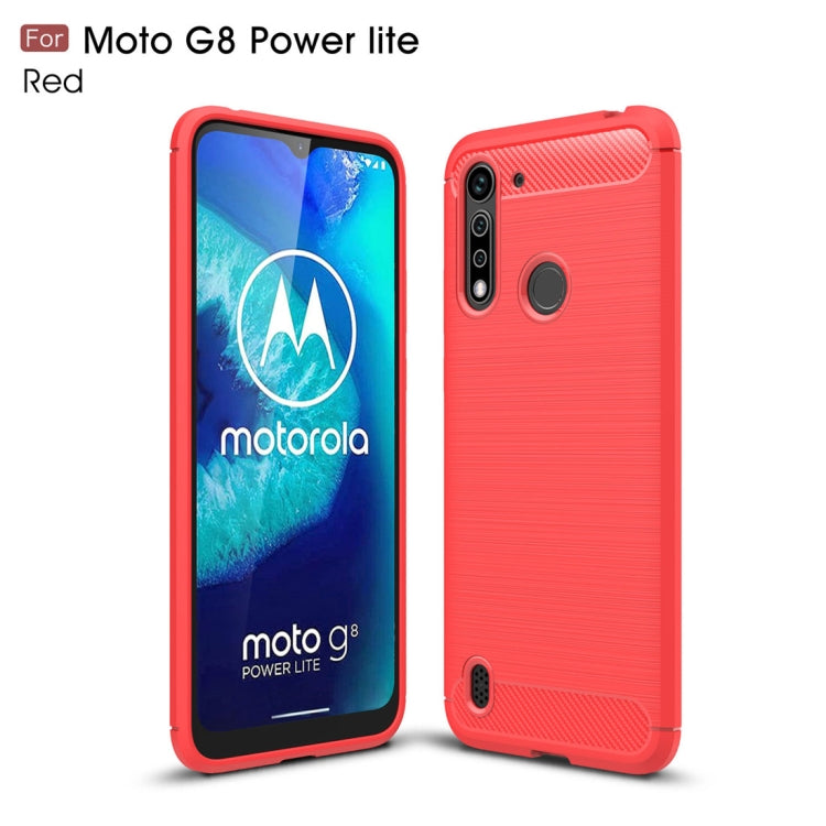 Custodia in TPU per Motorola Moto G8 Power Lite con trama spazzolata in fibra di carbonio