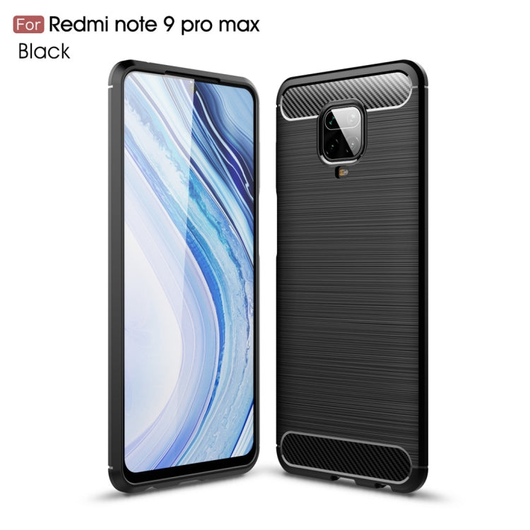 Per Xiaomi Redmi Note 9 Pro Max Custodia in TPU in fibra di carbonio con trama spazzolata, For Redmi Note 9 Pro Max
