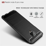 Per Xiaomi Redmi Note 9 Pro Max Custodia in TPU in fibra di carbonio con trama spazzolata, For Redmi Note 9 Pro Max