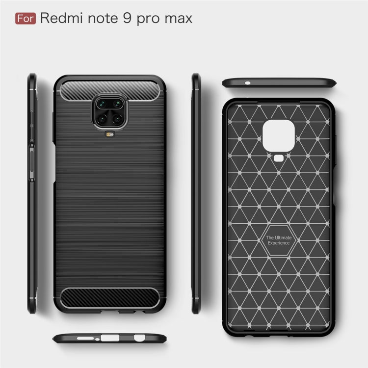 Per Xiaomi Redmi Note 9 Pro Max Custodia in TPU in fibra di carbonio con trama spazzolata, For Redmi Note 9 Pro Max