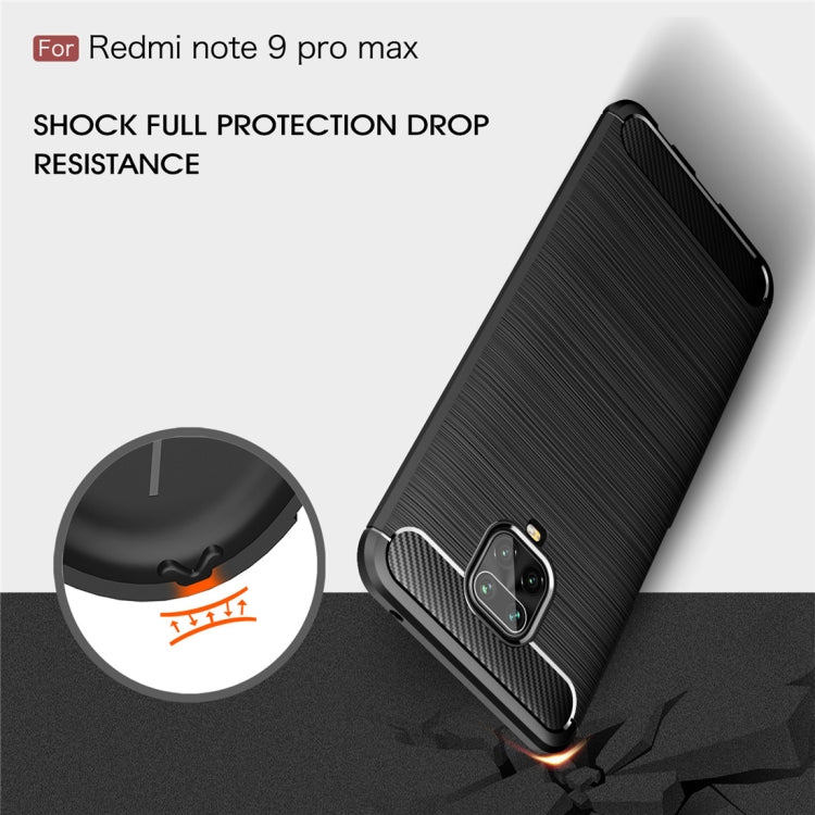 Per Xiaomi Redmi Note 9 Pro Max Custodia in TPU in fibra di carbonio con trama spazzolata, For Redmi Note 9 Pro Max