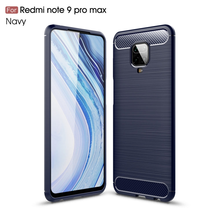 Per Xiaomi Redmi Note 9 Pro Max Custodia in TPU in fibra di carbonio con trama spazzolata, For Redmi Note 9 Pro Max