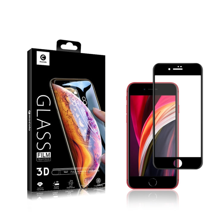 Per iPhone SE 2020 mocolo 0,33mm 9H Pellicola in vetro temperato a schermo intero curvo con colla 3D