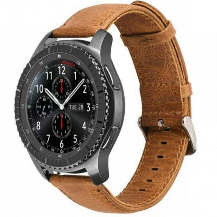 Per Huami 1s/Huami 2/Ticwatch1/Ticwatch Pro/Samsung Galaxy Watch 46mm/Samsung S3/Huawei Watch 2 Pro/Huawei GT/Huawei Glory Magic Cinturino in pelle bovina con motivo Crazy Horse, Light Brown, Dark Brown