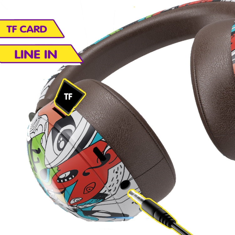 VJ086 Auricolare per graffiti Auricolare Bluetooth per sport senza fili Auricolare con stampa a colori per il trasferimento dell'acqua, supporto TF, FM