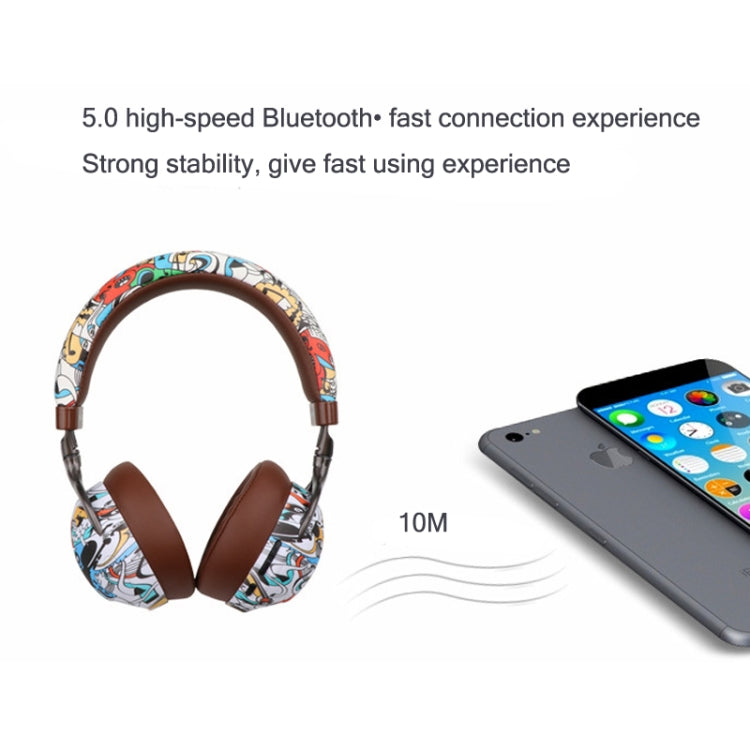 VJ086 Auricolare per graffiti Auricolare Bluetooth per sport senza fili Auricolare con stampa a colori per il trasferimento dell'acqua, supporto TF, FM